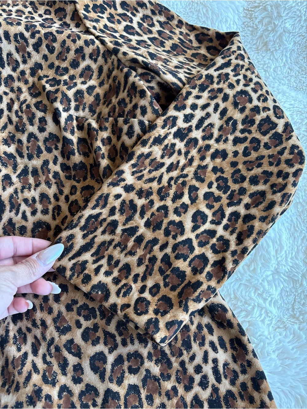 Leopard Print Button Jacket - Tan & Black - Picture 2 of 5